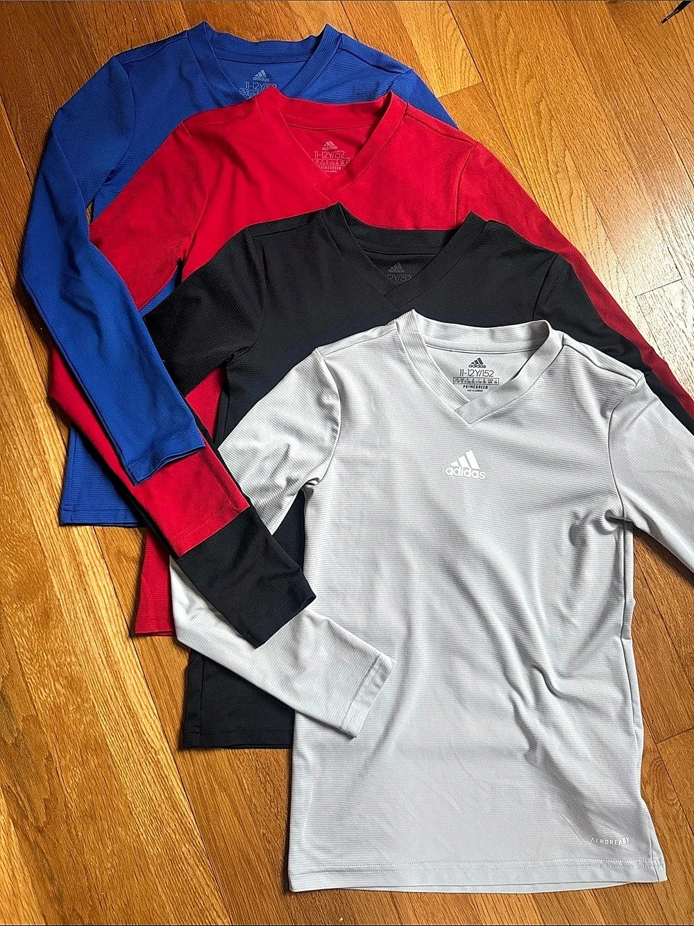 adidas Boys 11-12Y/152 Long Sleeve Athletic 4-Pack